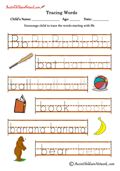 tracing words worksheets