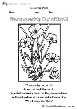 Remembering Our Anzacs Colouring Pages