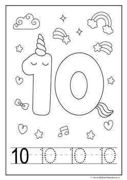 Unicorn Number Coloring 10