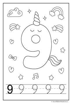 Unicorn Number Coloring 9