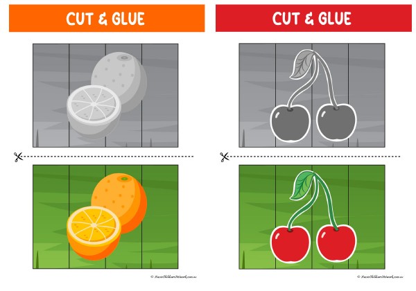 Fruit Cut And Glue Picture Match